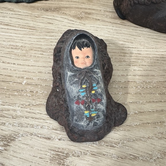 Native American Nativity Scene Kimple Hand Painted Ceramic 13 Pieces‎ Vintage - Picture 13 of 16